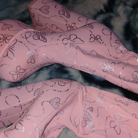 Pink Butterfly Platform Boots - Picture 4 of 4